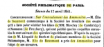 Société Philomatique séance du 17 avril 1841, communication d'Elie de Beaumont