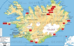 Carte d\'Islande avec localisation des prises de vue - crédit Géoatlas, Graphi-ogre