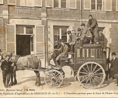 Grignon - L'omnibus partant pour la gare de Plaisir Grignon