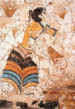 Cueilleuse de safran - détail de la fresque - Akrotiri (Santorin, Grèce) - 1600 av. J.-C. - © Yann Forget