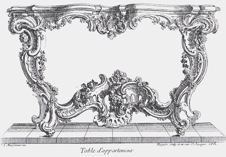 Dessin pour une table par Juste-Aurèle Meissonnier, Paris, v. 1730 .