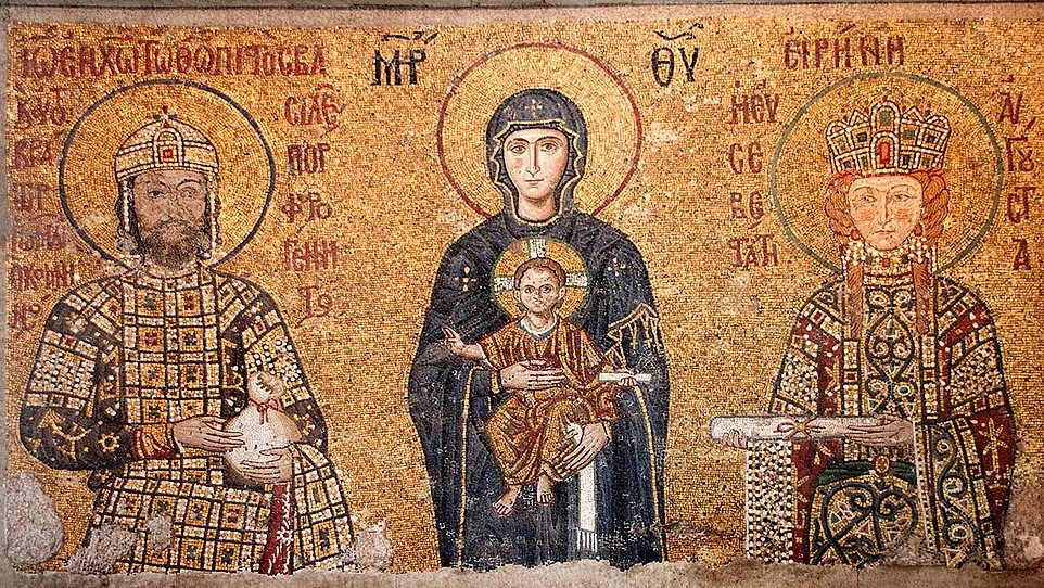 La Vierge à l'Enfant, entre l'empereur Jean II Comnène et l'impératrice Irène - Sainte-Sophie (Istanbul, Turquie) - vers 1118 - crédit Mariano Jimenez