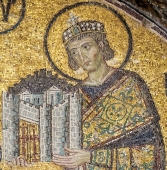 Constantin 1er - détail de la mosaïque de l'entrée sud-ouest de Sainte-Sophie (Istanbul, Turquie) - début XIIe