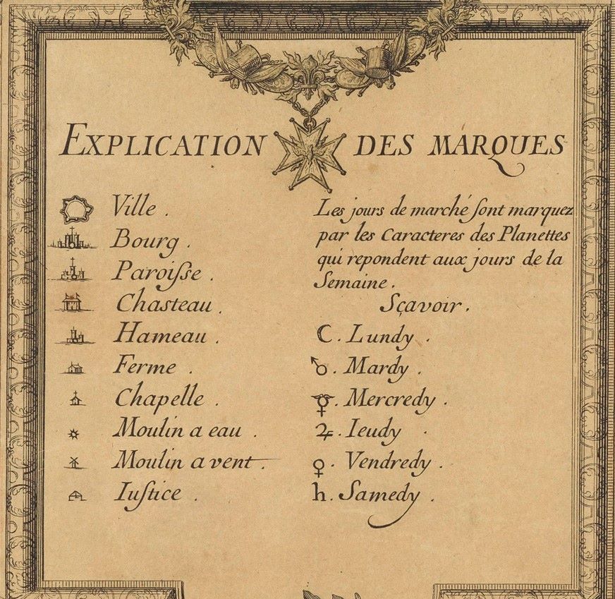 Francois de La Pointe - Carte particulière des environs de Paris (1674-1678) - légende