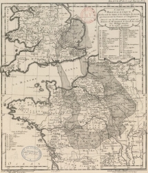 Carte minéralogique où l’on voit la nature et la situation des terreins qui traversent la France et l’Angleterre par Jean-Etienne Guettard (1746) - Considérée comme la première carte géologique jamais publiée - Gallica BNF