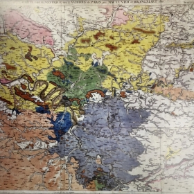 Carte géognostique du Bassin de Paris par MM Cuvier et Brogniart, extrait de \"Essai sur la géographie minéralogique des environs de Paris\" - 1810 - fonds photographique Mnhn