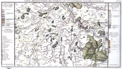 "Carte minéralogique des environs de Fontainebleau, Estampes, et Dourdan", feuille n°55, extraite de "l'Atlas minéralogique de la France" par Jean-Etienne Guettard (1767). Les coupes lithostratigraphiques apparaissant dans les marges latérales sont de la main de Lavoisier. Mines Paristech