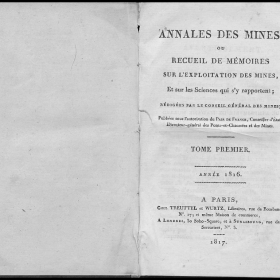 Mémoire sur l\'étendue géographique du terrain des environs de Paris par JJ d\'Omalius d\'Halloy - Annales des Mines 1816 - Reproduction d\'une conférence donnée à l\'Institut le 13 août 1813