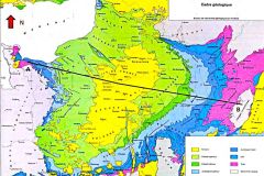 Carte géologique du Bassin parisien - Extrait de "Synthèse géologique du Bassin de Paris" - Mégnien, Claude - Ed. BRGM Mémoire n°102 (1980)