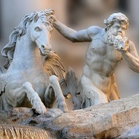 Triton  et cheval - Fontaine Trevi à Rome