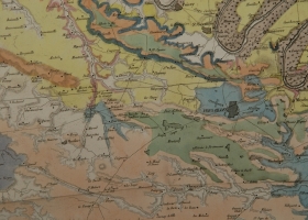 Carte géognosique des environs de Paris (extrait centré sur Grignon), Cuvier et Brongniart - 1810. Une des premières cartes géologiques au monde.