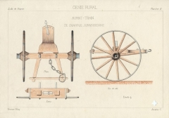 Avant train de charrue jurassienne. Dessin effectué en 1899 par un élève de l'Institut agronomique de Grignon. Site internet du Conservatoire de l'agriculture - Chartres (28)