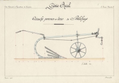 Arrache pommes de terre de Delahaye. Dessin effectué en 1904 par un élève de l'Institut agronomique de Grignon. Site internet du Conservatoire de l'agriculture - Chartres (28)