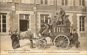 Grignon - L'omnibus partant pour la gare de Plaisir Grignon
