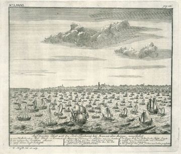 Flotte de pécheurs de perles près de Mannar (Sri Lanka) - Johann Wolffgang  Heydt (1735)