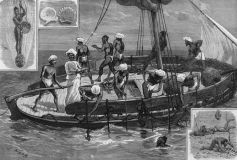 Une pêche de perles à Ceylan - gravure de Joseph Nash (19è s.)