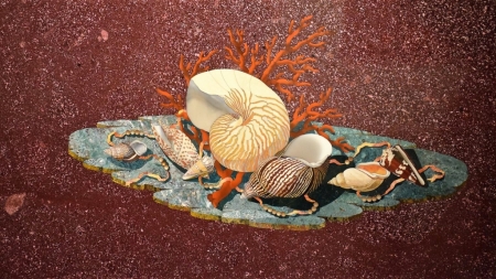 Plateau de table en porphyre et marqueterie de pierres fines - carton de Carlo Carlieri, 1816. Réalisation Opificio delle Pietre Dure, Florence © a.-m. Minvielle.JPG