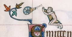 Un homme semble implorer miséricorde - Détail du psautier de Gorleston (1310-1324) - crédit photo Chris Mc Glashon - BLL