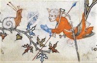 Chevalier et escargot - Livre d'Heures de Phillipe de Navarre attribué à Jean Lenoir - vers 1360 - BLL