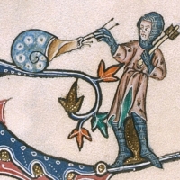 On peut s’attendre à une rétractation de l'escargot ou s'est-il rendu ? - Détail du psautier de Gorleston (1310-1324) - crédit photo Chris Mc Glashon BLL