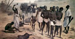 Marchands africains avec des captifs qu'ils vont vendre comme esclaves -Anonyme -1878