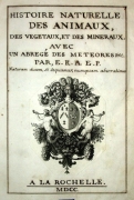 Frontispice "Histoire Naturelle des Animaux" - Elie Richard édition 1700