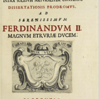 \"De solido intra solidum naturaliter contento dissertationis prodromus\" Frontispice édition 1669
