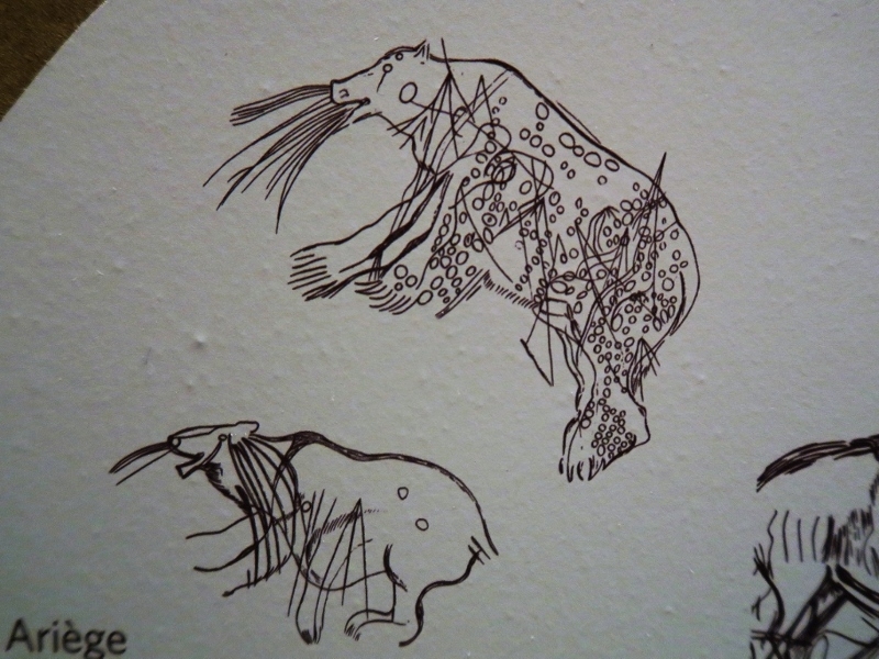 Gravure figurant des ours blessés - Magdalénien - Ariège - Expo temporaire l'ours dans l'art préhistorique