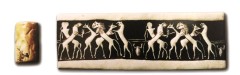 Combat d'animaux et d'êtres hybrides - Sceau cylindre en columelle de coquillage et son impression - Mari - © Musée de Damas