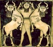 Maitre protecteur de la  lyre - Détail de la grande lyre à décor de mosaïque provenant d'une tombe royale à Ur - © Penn Museum de Philadelphie