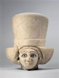 Tête de femme portant un polos - incrustation de coquille dans les yeux -2500 BC-ans - Mari -temple d'Ishtar - Musée du Louvre