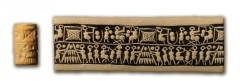 Sceau cylindre en columelle de coquillage et son impression - Mari - 2400 BC - © Musée de Damas