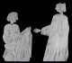 Filage de la laine et mise en écheveau par 2 femmes - Coquille non nacrée - Mari - © Musée de Damas archeologie.culture.gouv_.fr