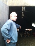 Gilles Le Peih nous fait visiter son exploitation et nous montre ses chapons - photo Hélène Quéré