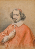 Portrait de Mazarin, pierre noire et pastel, acquisition le 27 mai 2020 par le Musée du Louvre, département des arts graphiques, Simon Vouet vers 1642 - crédit Pauline Guyon