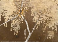 Calcaire à dendrites dit 'Le Château' (détail) - dation Roger Caillois au MNHN de Paris - © MNHN Francois Farges -  On ignore la part de la main de l'homme dans la confection de ce tableau.