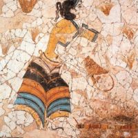 Cueilleuse de safran - détail de la fresque - Akrotiri_(Santorin, Grèce)  1600 av. J.-C. - © Yann Forget