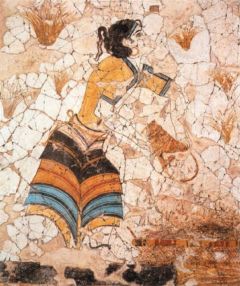 Cueilleuse de safran - détail de la fresque - Akrotiri (Santorin, Grèce) - 1600 av. J.-C. - © Yann Forget