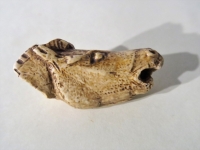 Tête de cheval hennissant. Bois de renne sculpté découverte dans le Mas d'Azil (09) - Magdalénien 15000 BP