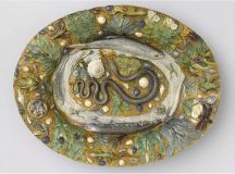 Bassin à décor de rustiques figulines - moulages de fossiles - Atelier post Palissy - Musée du Louvre - 1ère moitié XVIIe