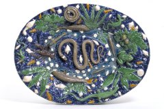 -Bassin à décor de rustiques figulines - moulages de fossiles - Atelier post Palissy - Victoria and Albert Museum of London