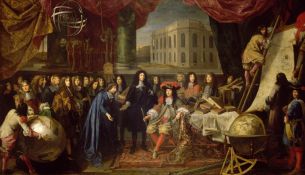Colbert présente à Louis XIV les membres de l'Académie Royale des Sciences créée en 1667 - Château de Versailles