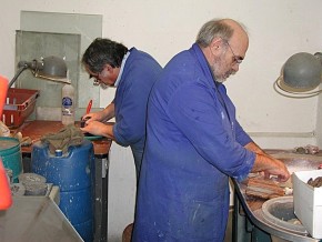 Michel et Georges dans l\'atelier en 2002